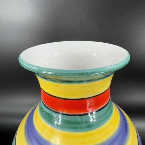 Venetian Art Pottery Vase Vessel Multicolor Glaze Ceramic Hand Made In Italy Vtg - Picture 7 of 15